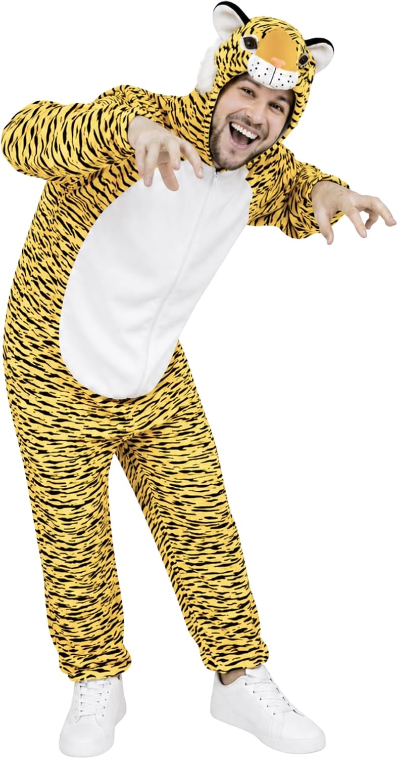 Tiger-Kostüm, An28 XL, für Erwachsen-e Männer Frau-en, Wild-Katze Katzen Kostüm-e Fasching Karneval