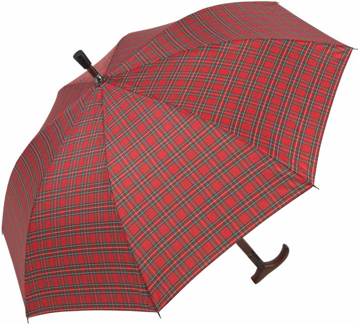 iX-brella Stützschirm höhenverstellbar mit Holzgriff - Karo rot klein, Karo Rot Klein