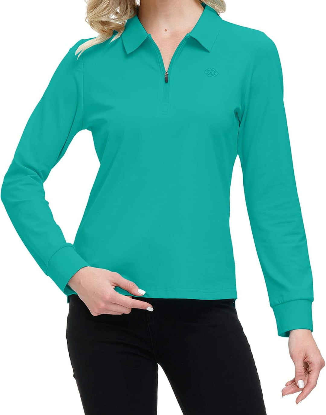 MoFiz Damen Poloshirt Langarm Baumwolle Polohemd Sport Polo Wintershirts mit Reissverschluss Kragen
