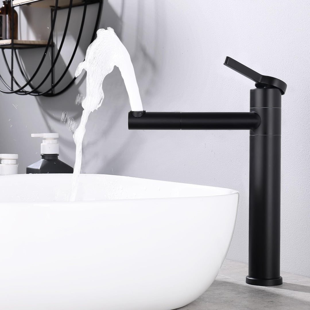HOMELODY Waschtischarmatur Hoch mit 360°drehbarer Auslauf &amp; Körper - Edelstahl Wasserhahn Bad mit 21