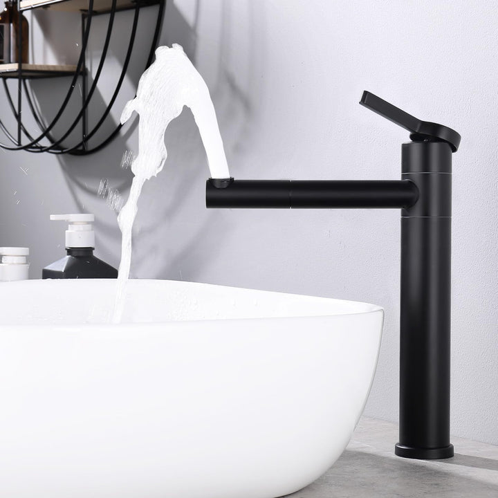 HOMELODY Waschtischarmatur Hoch mit 360°drehbarer Auslauf &amp; Körper - Edelstahl Wasserhahn Bad mit 21
