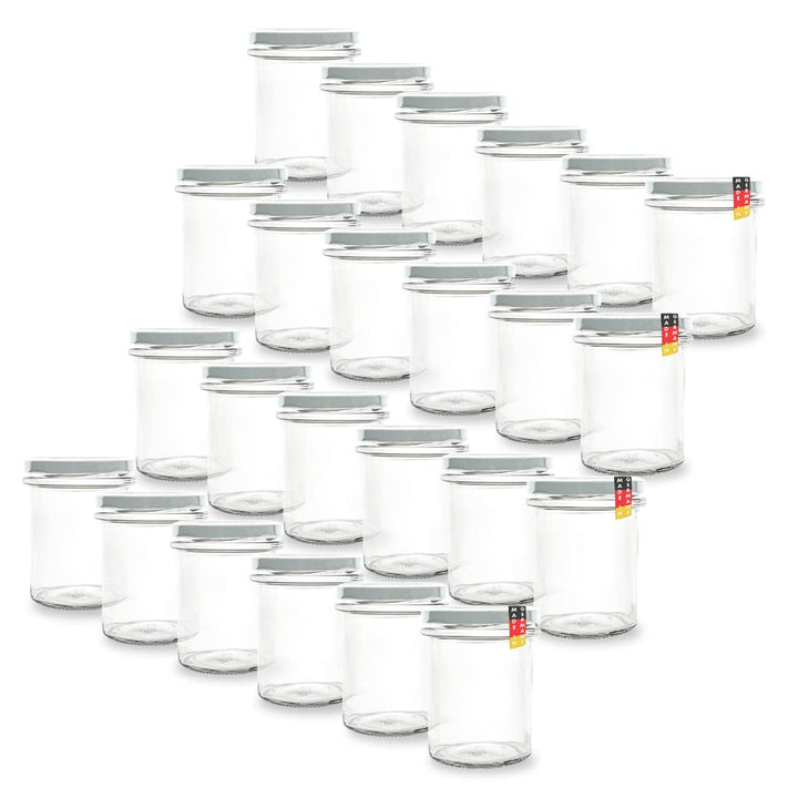 flaschenbauer.de BAUER 24er Set Sturzgläser 214 ml inkl. weisse Twist Off Deckel TO66 zum Einmachen