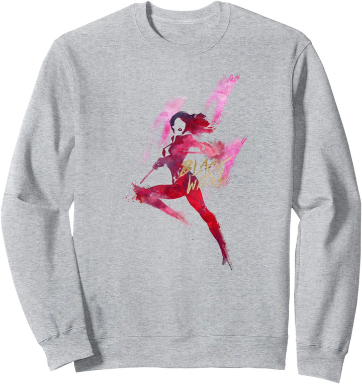 Marvel Black Widow Silhouette Watercolor Poster Sweatshirt