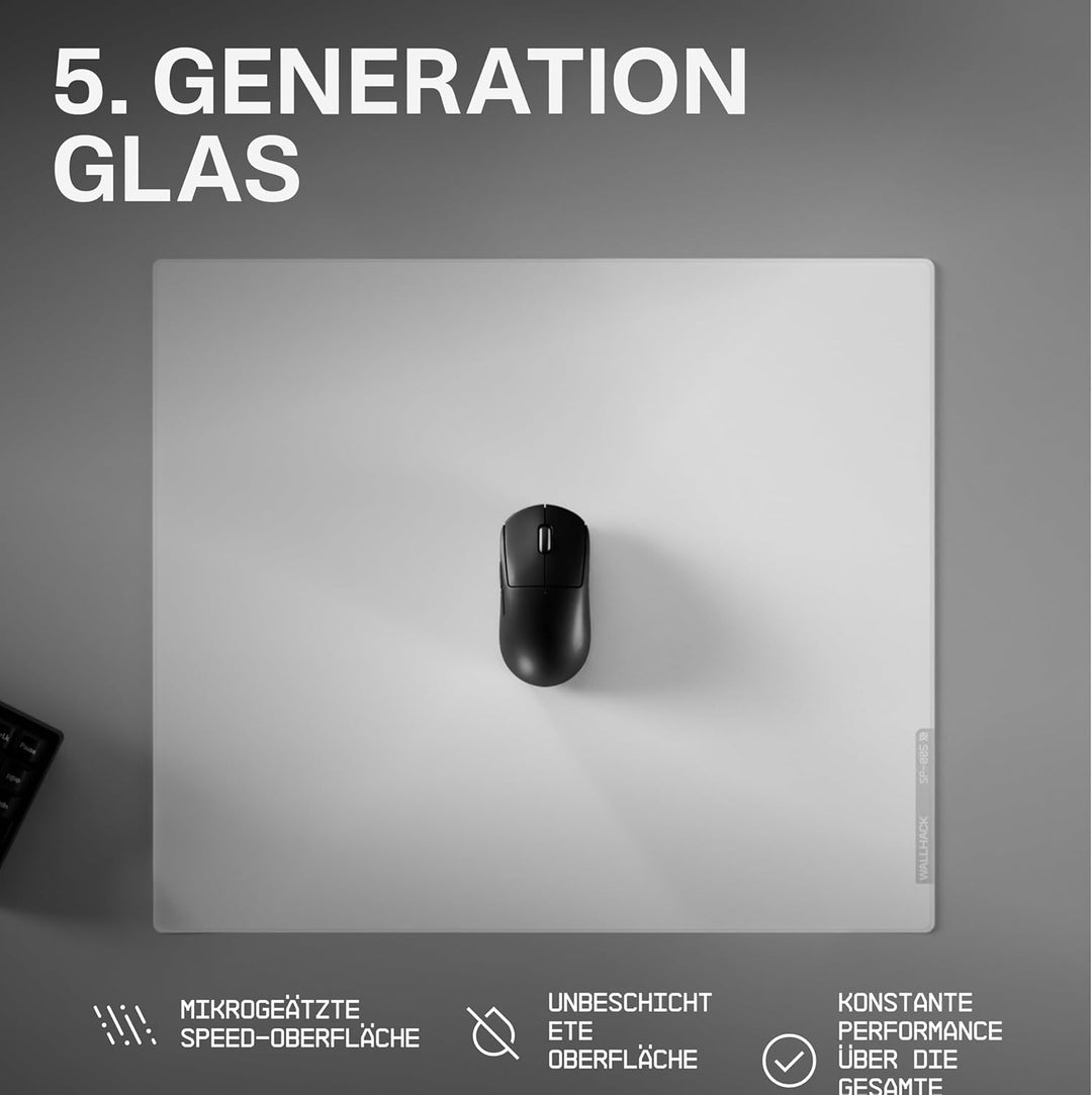 Wallhack SP-005 Glas Gaming Mauspad – Speed Surface für Esports, grosses Mauspad, ultra-gleitfähiges