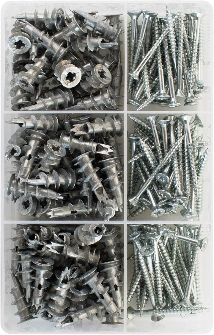 TOX Indoor Box Sortiment Gipskartondübel Spiral Plus 37-4 + Schraube, Dübellänge 32 mm, Dübelsortime
