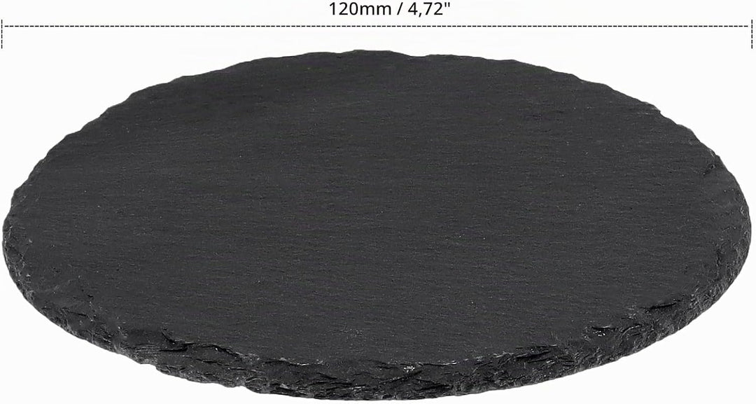 12 Stück 12cm Schwarz Schiefer Untersetzer Rund, Runde Schiefer Getränkeuntersetzer, Schieferplatte