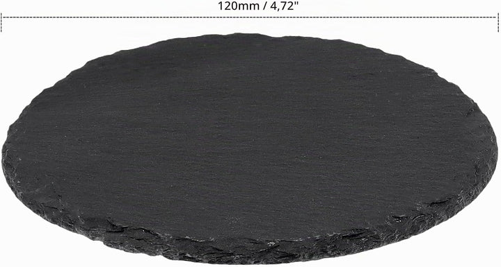 12 Stück 12cm Schwarz Schiefer Untersetzer Rund, Runde Schiefer Getränkeuntersetzer, Schieferplatte
