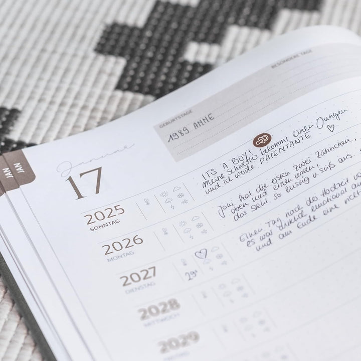rido/idé 10-Jahres-Kalender Premium 2025-2034 „10 Years of Moments“ | A4, Kunstleder