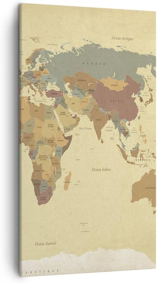 Bilder auf Leinwand Karte Welt Land Leinwandbild mit Rahmen 45x80cm Wandbilder Dekoration Wohnzimmer