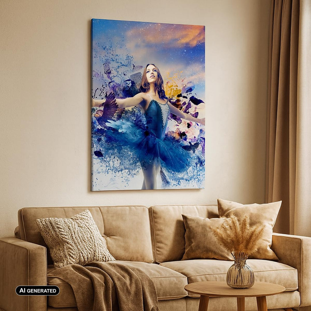 Bilder auf Leinwand Ballerina Tänzer Tüll Kleid Leinwandbild mit Rahmen 45x80cm Wandbilder Dekoratio