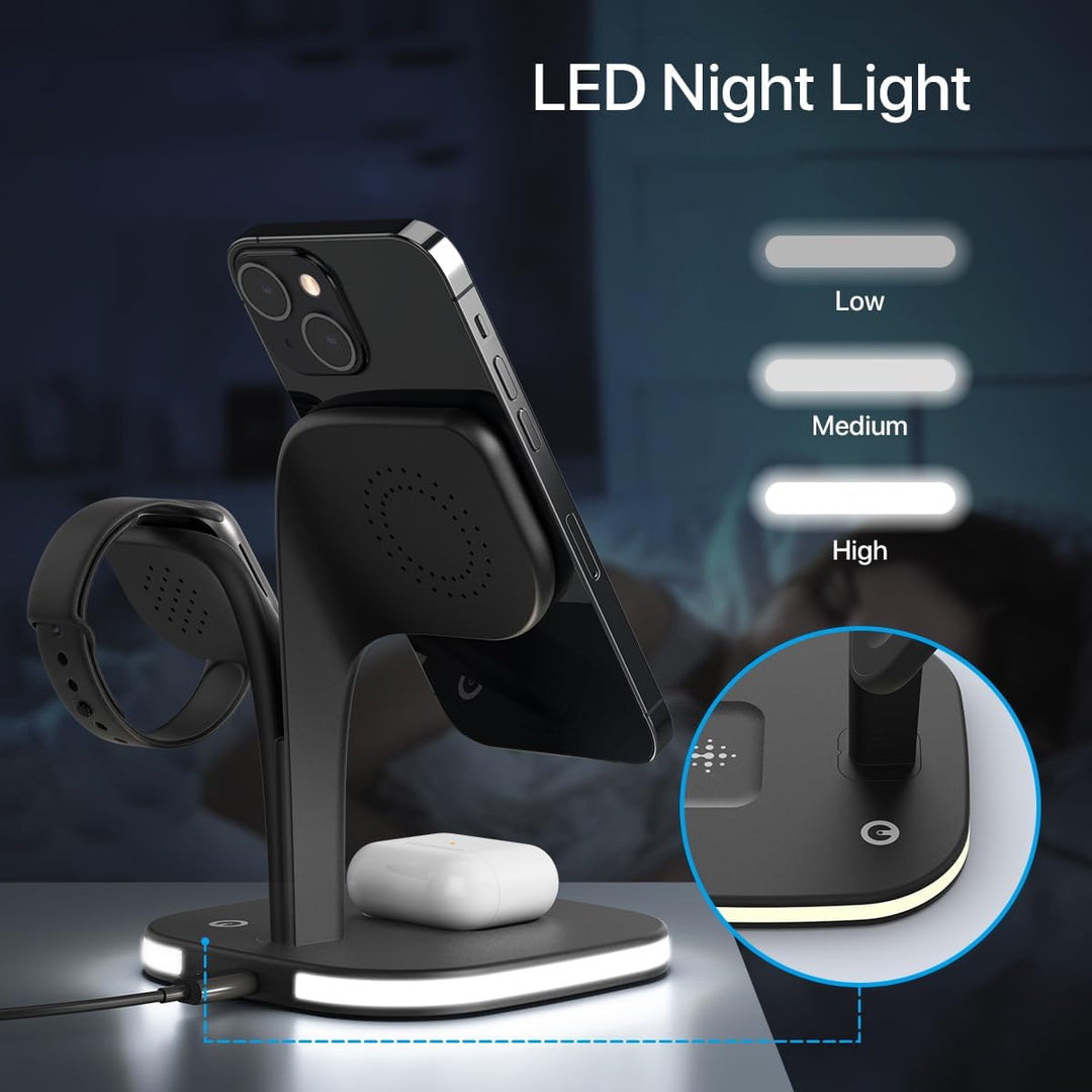 EXW 5-In-1 Apple Ladestation, Mag-Safe Ladegerät für iPhone 17/16/15/14/13/12 Serie, Faltbar iPhone