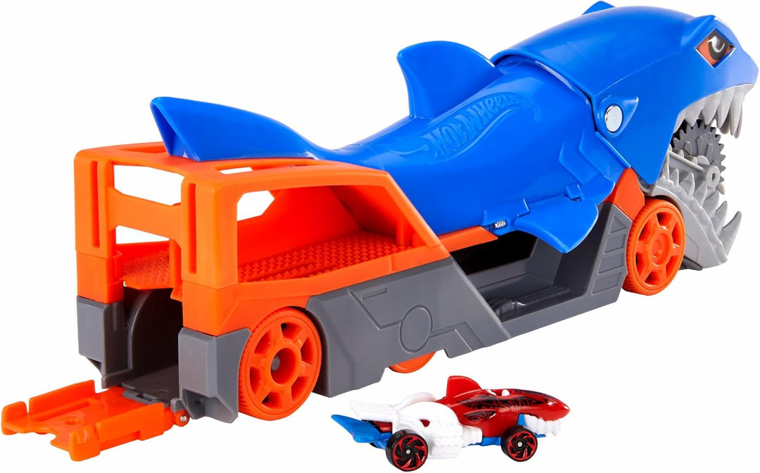 Hot Wheels GVG36 - Hungriger Hai-Transporter-Spielset mit 1 Fahrzeug im Massstab 1:64, Spielzeug Aut