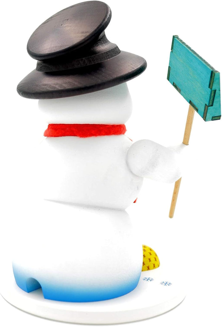 Kuhnert - Erzgebirgische Holzkunst Räuchermann Räucherfigur Schneemann 19cm - Schneeschieber, Schnee
