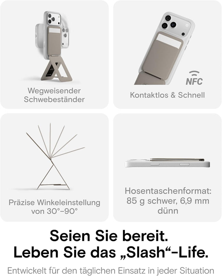 MOFT Handy Stativ für Smartphone, [Ultra Dünn &amp; Tragbar] Faltebar MOVAS Veganes Leder Stativ für Mag