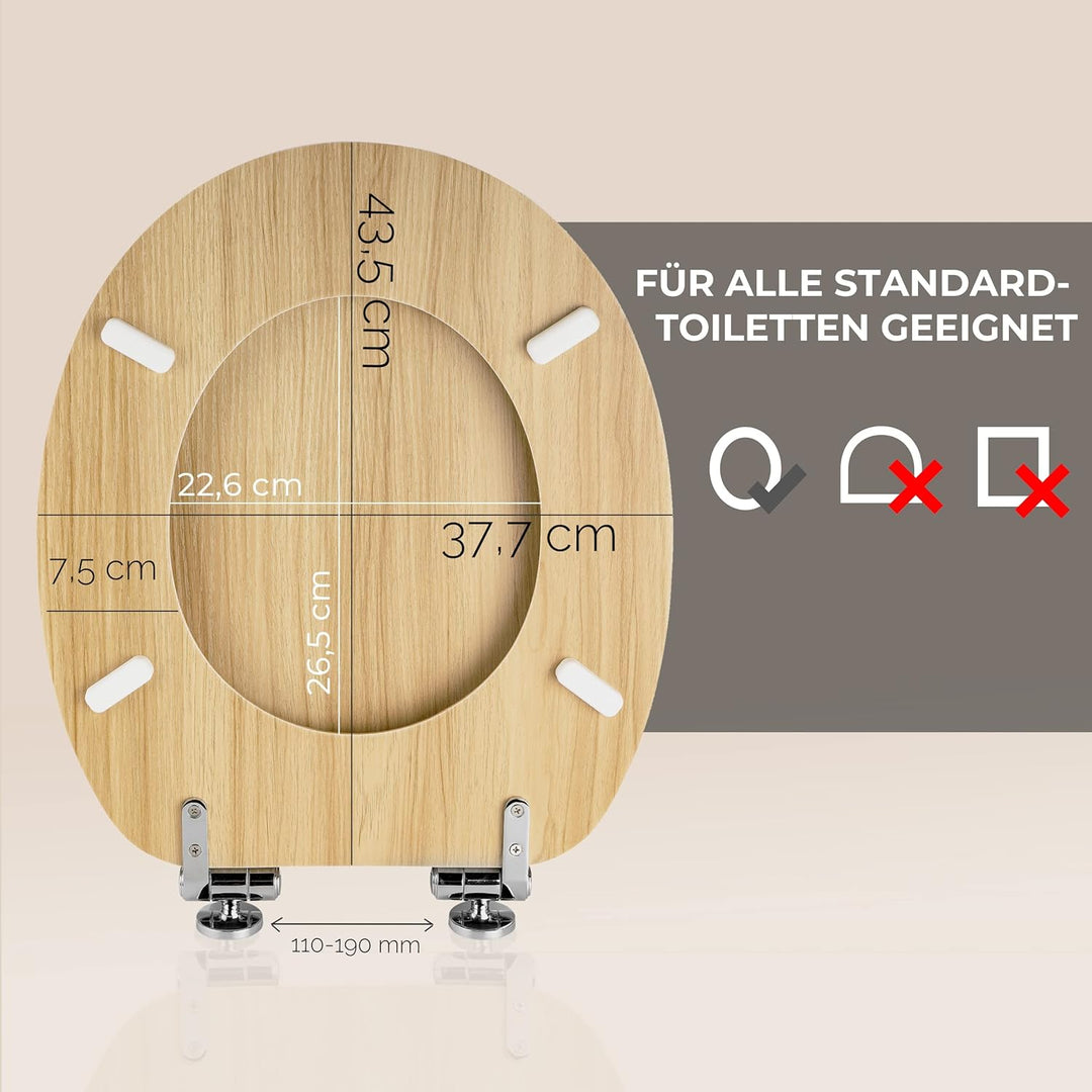 Wachaberga Wc Sitz mit Absenkautomatik Holz (MDF) - bombenfester Halt des Toilettendeckel Holz durch