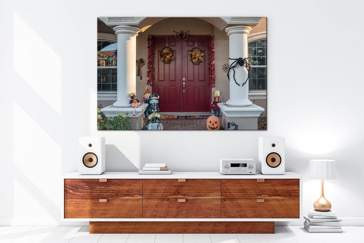 Halloween steht vor der Tür Format: 80x60 als Leinwandbild, Motiv fertig gerahmt auf Echtholzrahmen,