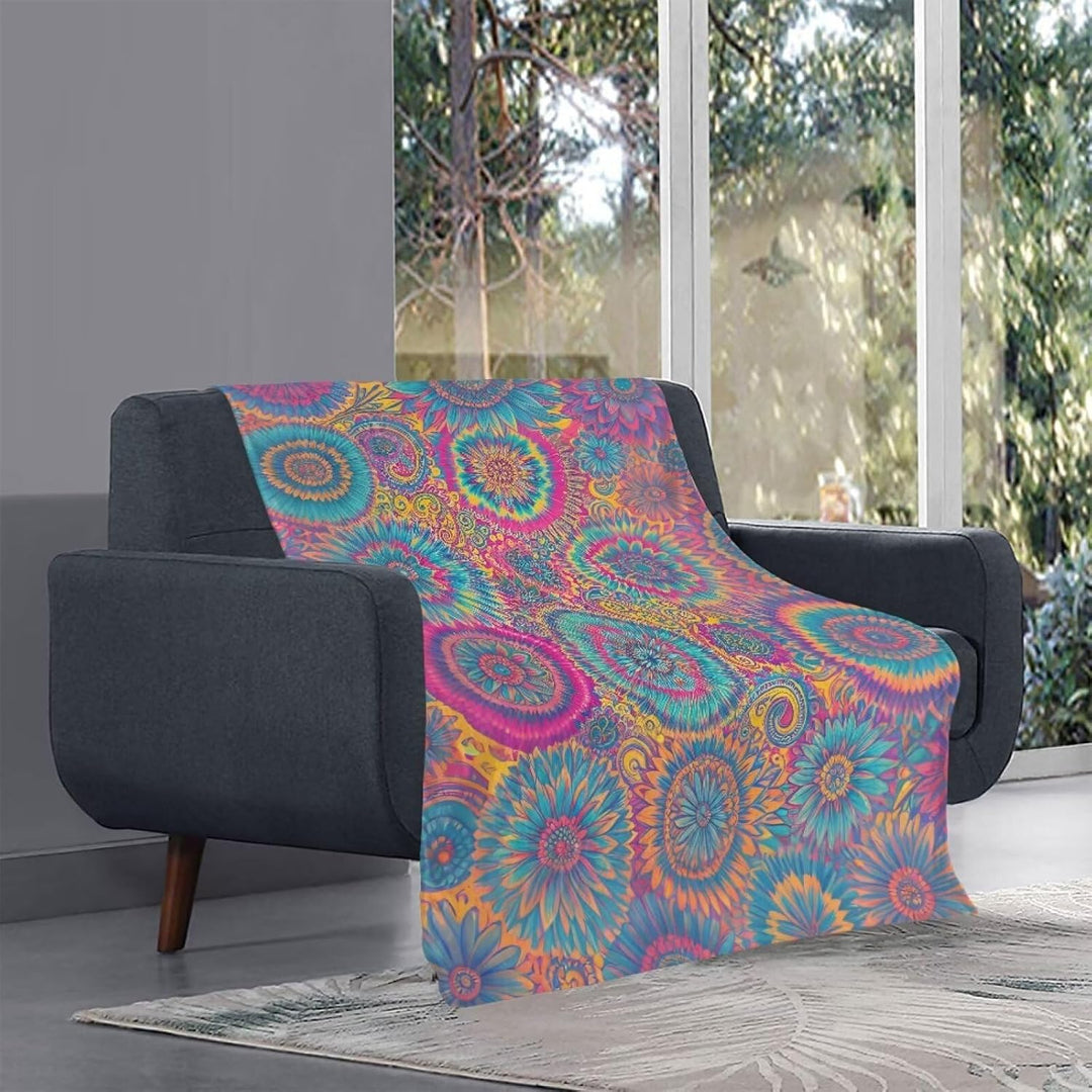 Kuiaobaty Boho-Mandala-Blumen-Fleece-Decke, Bettwäsche, King-Size-Grösse, ethnisches Mandala, Batikf