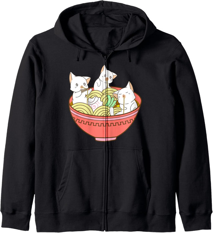 Kawaii Anime Cat Japanese Ramen Noodles - Cute Kitties Kapuzenjacke