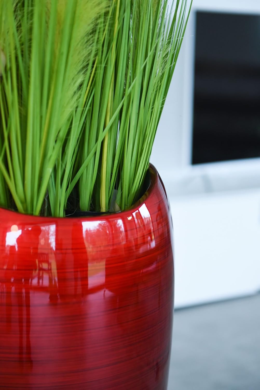 VIVANNO Pflanzkübel Pflanzgefäss Bodenvase exklusiv Deluxe Rot Schwarz Hochglanz 81 x 37 cm Rot Schw