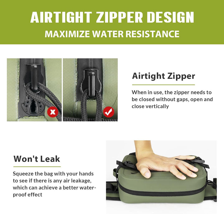 THKFISH Angeltasche Wasserdicht Hüfttasche IPX8, Bauchtasche Wasserdicht mit Luftdichtem Reissversch