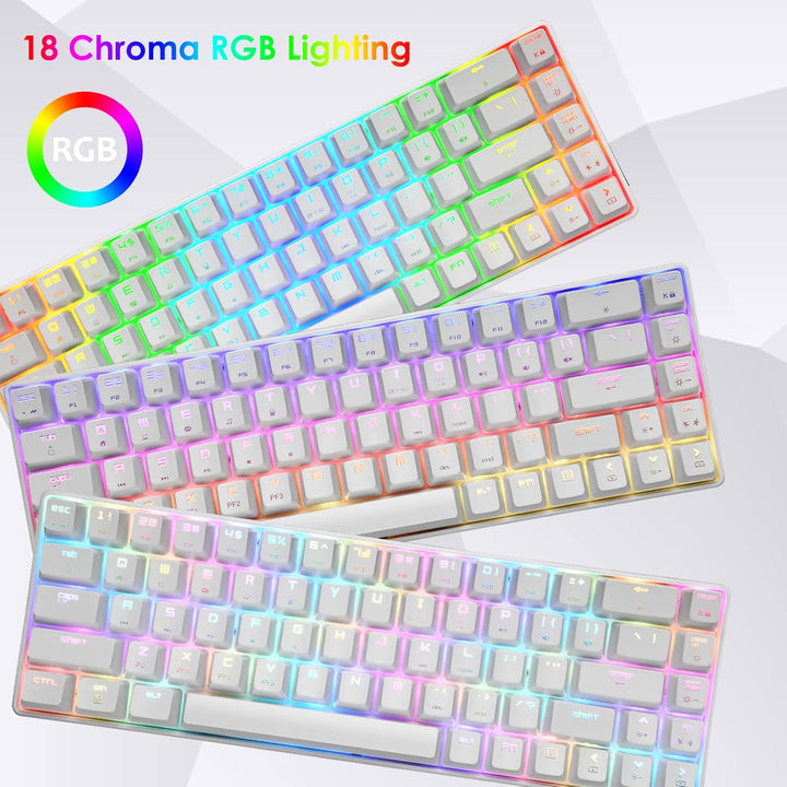 60% mechanische Gaming-Tastatur, Blauer Schalter, Mini-68 Tasten, kabelgebunden, Typ C, 18 Hintergru