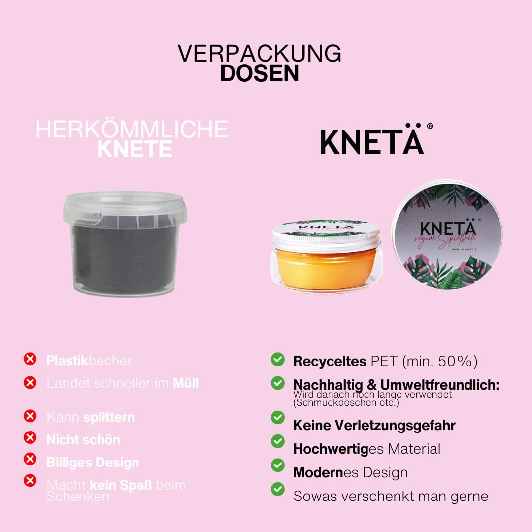 KNETÄ Dosen Knet Set I Für Kinder ab 1 Jahr I I Vegan I Unbedenklich (4er Set) 4er Set Standard, 4er