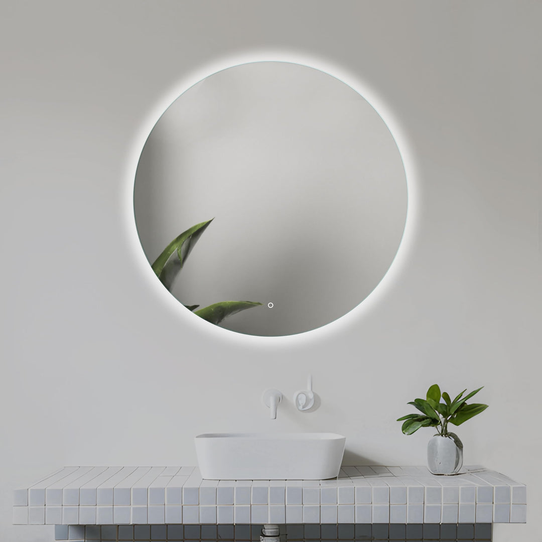 60cm Runder Badezimmerspiegel mit LED Beleuchtung, Runder LED Badspiegel mit Touch Schalter, Spiegel