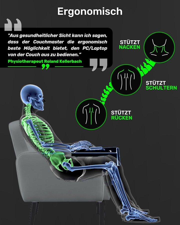 Couchmaster Lapboard³ mit HORIZONLIGHT RGB Bar, ergonomisches Gaming Knietablett für Couch, Sofa und