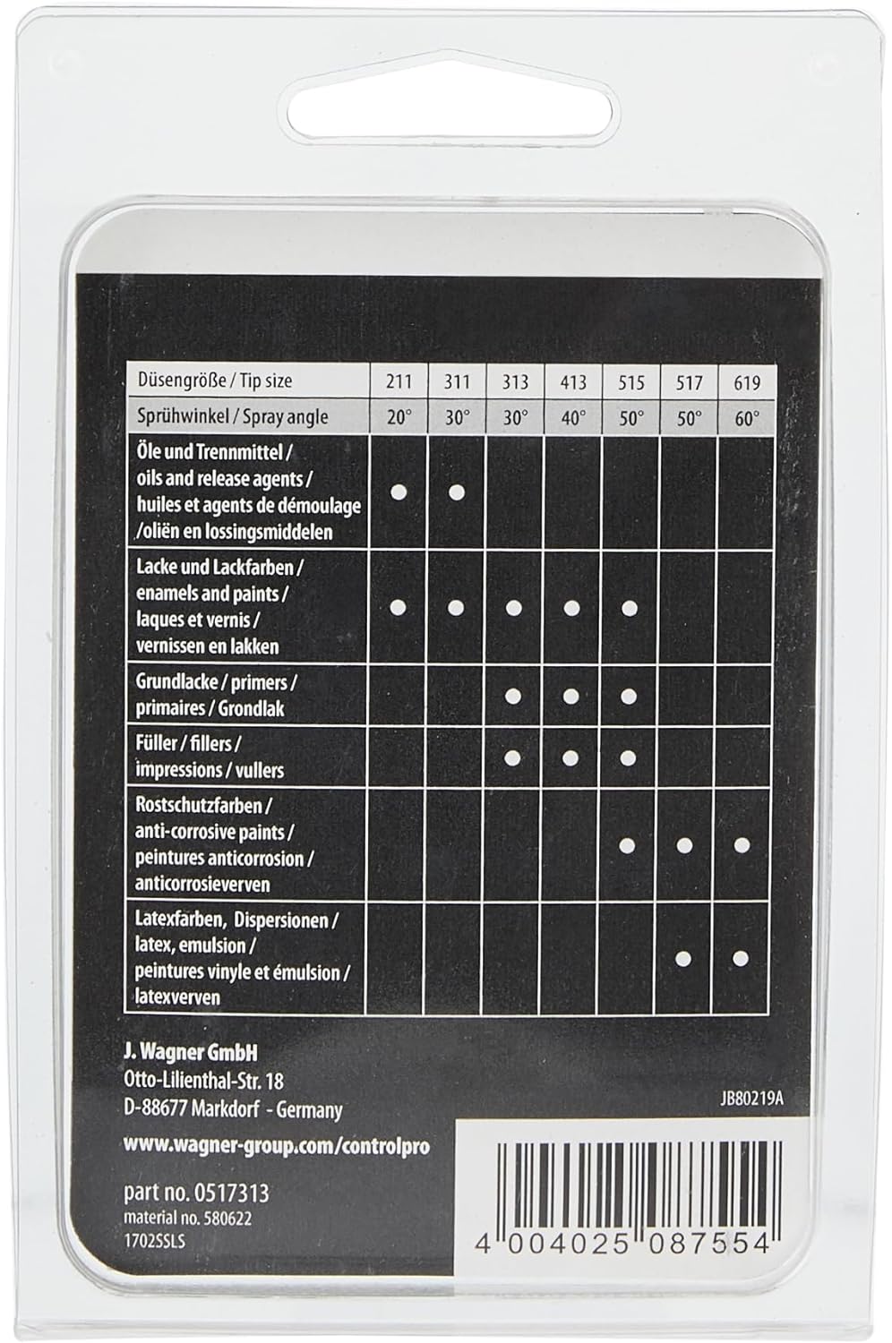 WAGNER Control Pro HEA Düse 313 für Control Pro Airless Farbsprühsysteme für Lasuren, Lackfarben, Öl