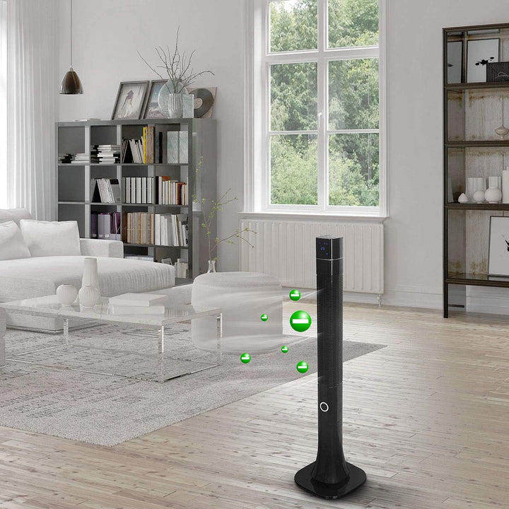 Sichler Haushaltsgeräte Standlüfter: 3-stufiger Design-Turmventilator mit Ionisator, 75°-Oszillation