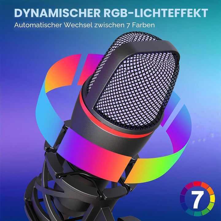 Hoppac USB Mikrofon PC Gaming Mikrofon mit Ständer & Popfilter, Nierencharakteristik Kondensator Mic