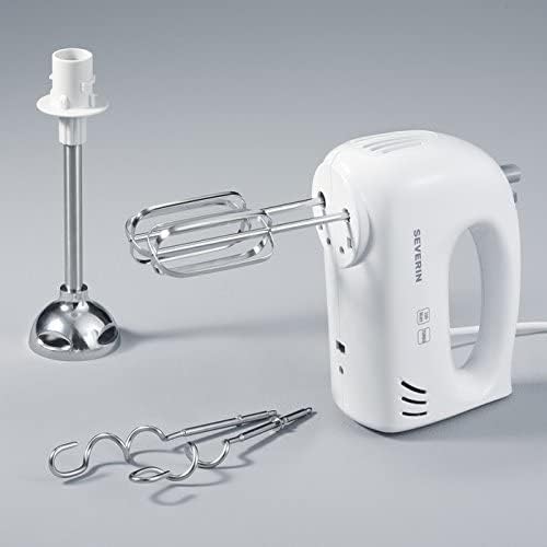 Severin S73822 Handmixer mit Stabmixer-Aufsatz, ca. 300 W, HM 3822, weiss/grau Handmixer mit Stabmix