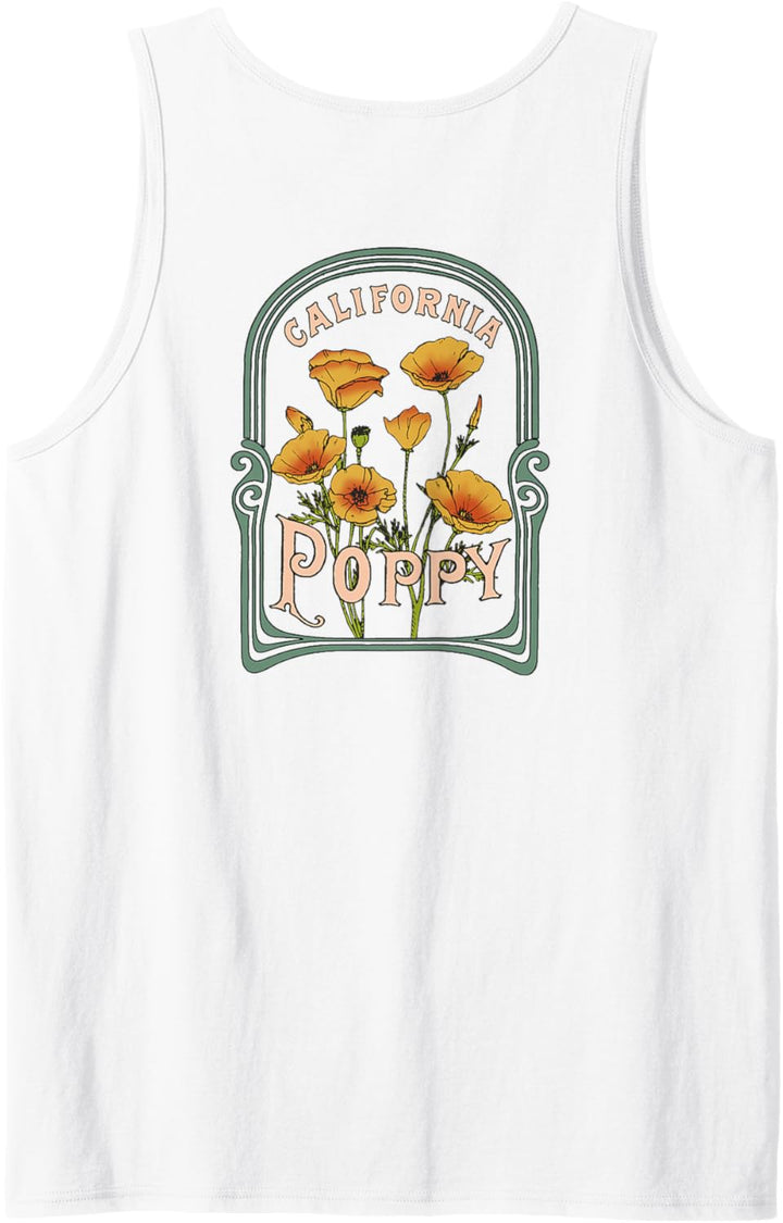 California Poppy Creative Outline and Picture Front & Back Tank Top