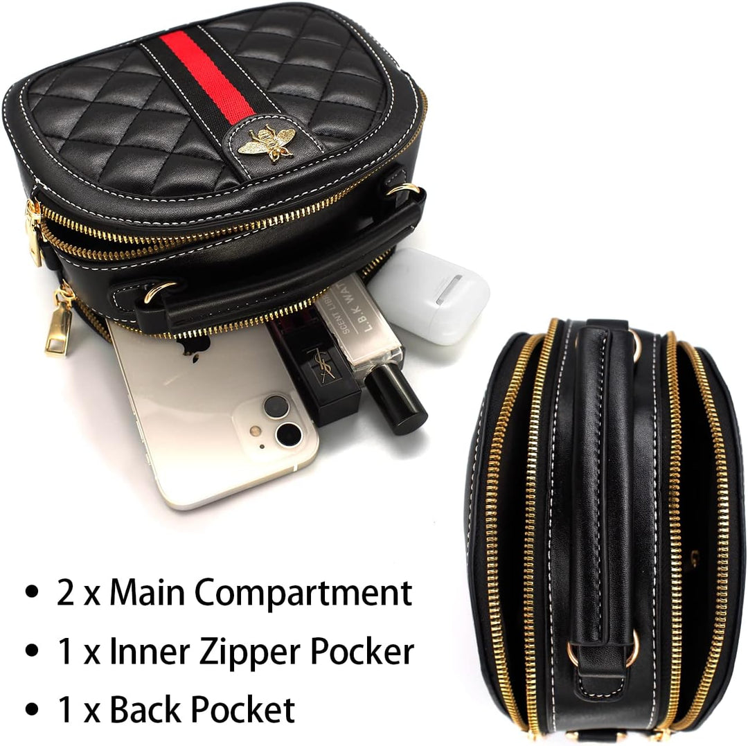 Beatfull Designer Bee Crossbody Bags for Women Leather Quilted Shoulder Purse Small Top Handle Handb