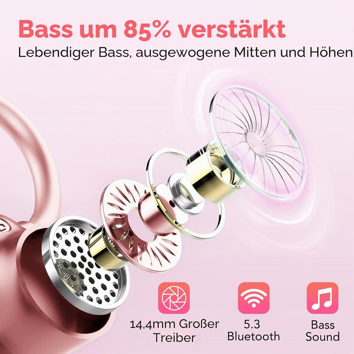 Bluetooth Kopfhörer Sport, Kopfhörer Kabellos Bluetooth 5.3 mit HD Mic, In Ear Kopfhörer mit 4 ENC K
