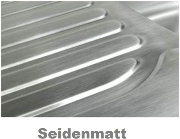 VBChome Einbauspüle mit Armatur 78x48 Satinstruktur ab 50er Unterschrank Edelstahl Küchenspüle Spüle