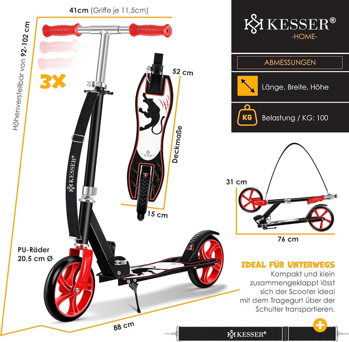KESSER® Scooter Roller Kinderroller Cityroller Tretroller Kickroller Kickscooter Panther (White), Pa
