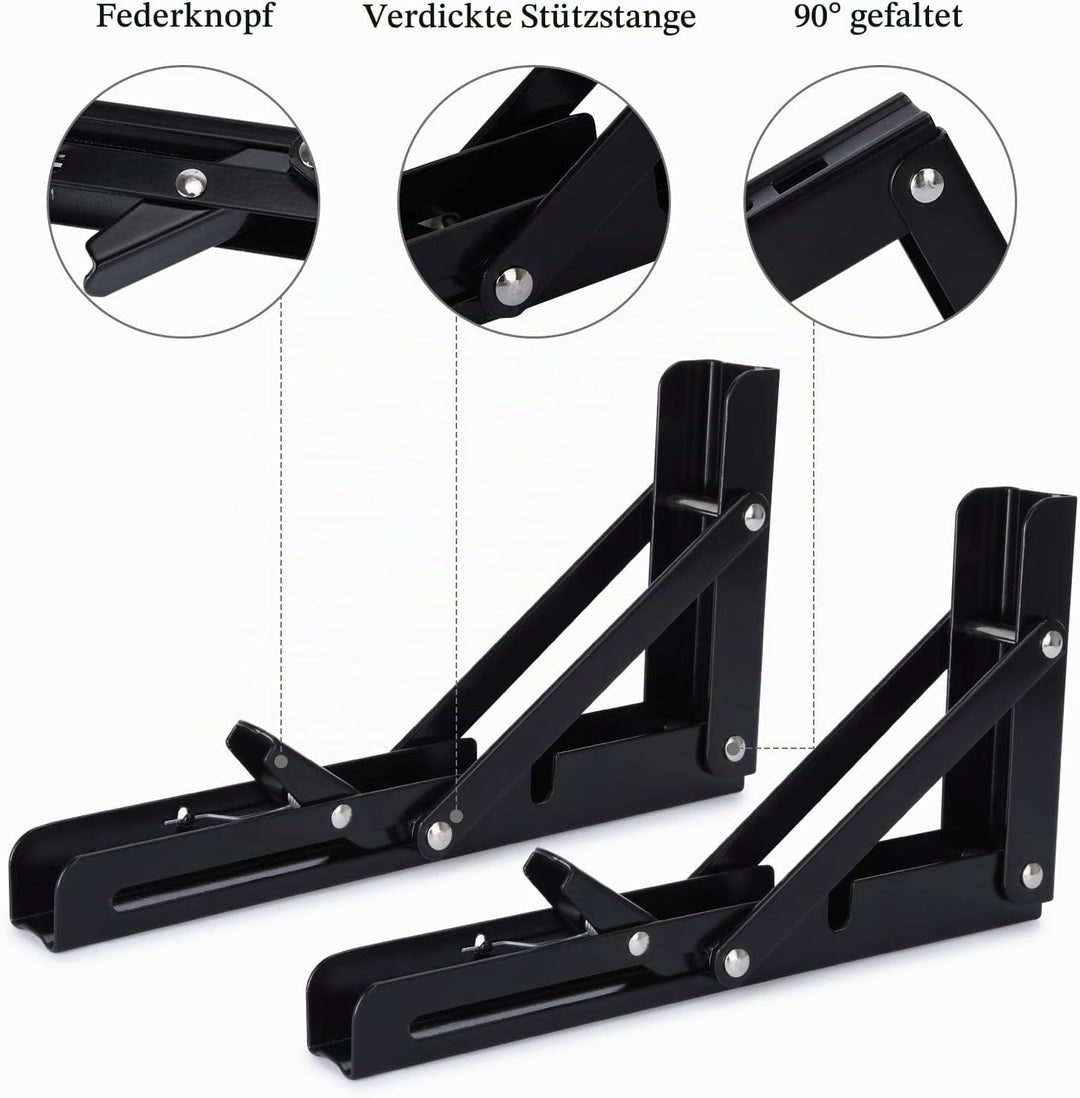 Beinhome 2ST Klappkonsole Schwerlast 400mm Regalträger Klappbar Schwarze Klappregal Halterungen Tisc