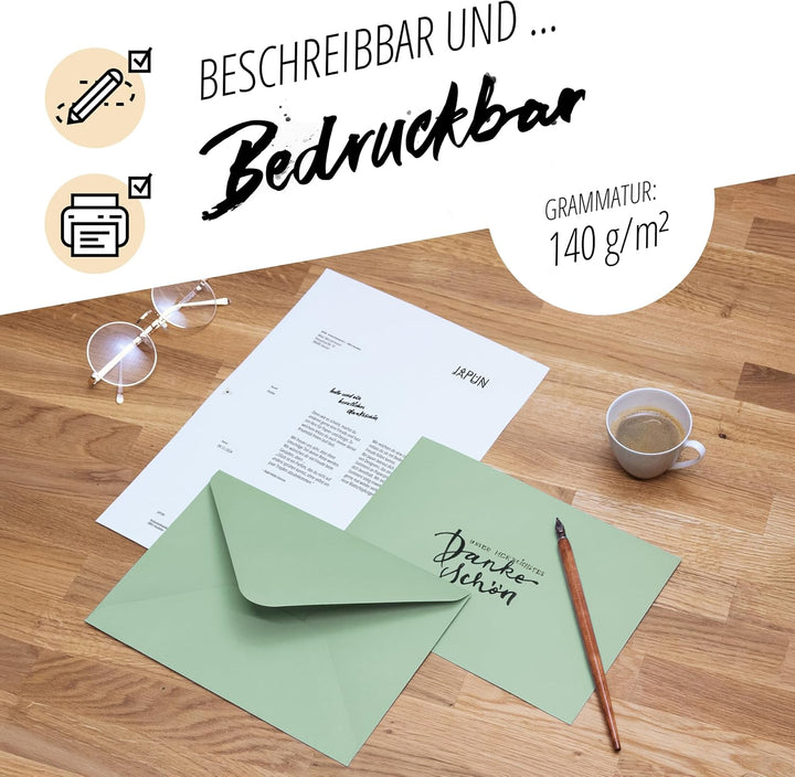 Japun – Briefumschläge (100 Stück) aus Papier, Kuvert, Umschlag ohne Fenster - DIN C5-220 x 156 mm -