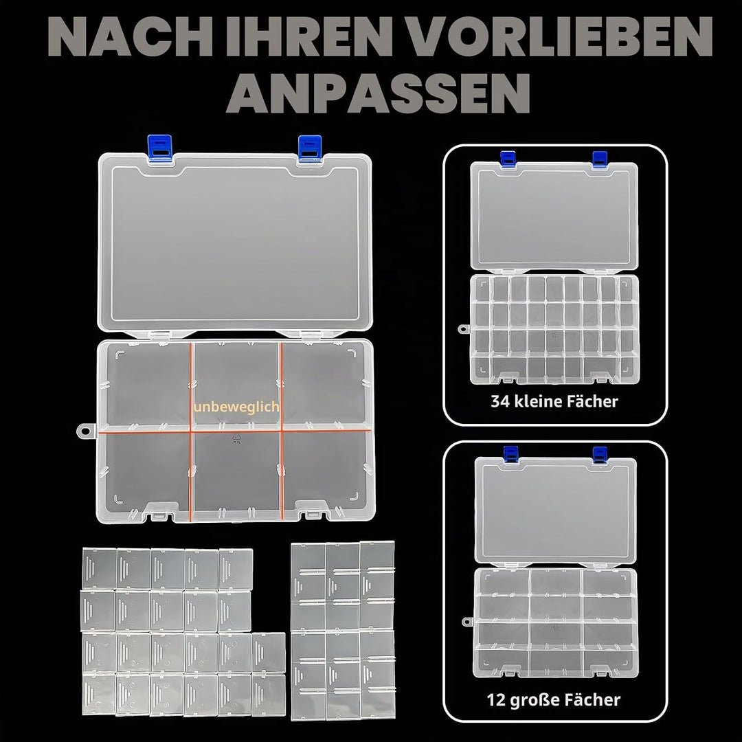 Qualsen Plastik Aufbewahrungsbox Einstellbar Fächer Sortimentskasten Schmuckschatulle Werkzeugcontai