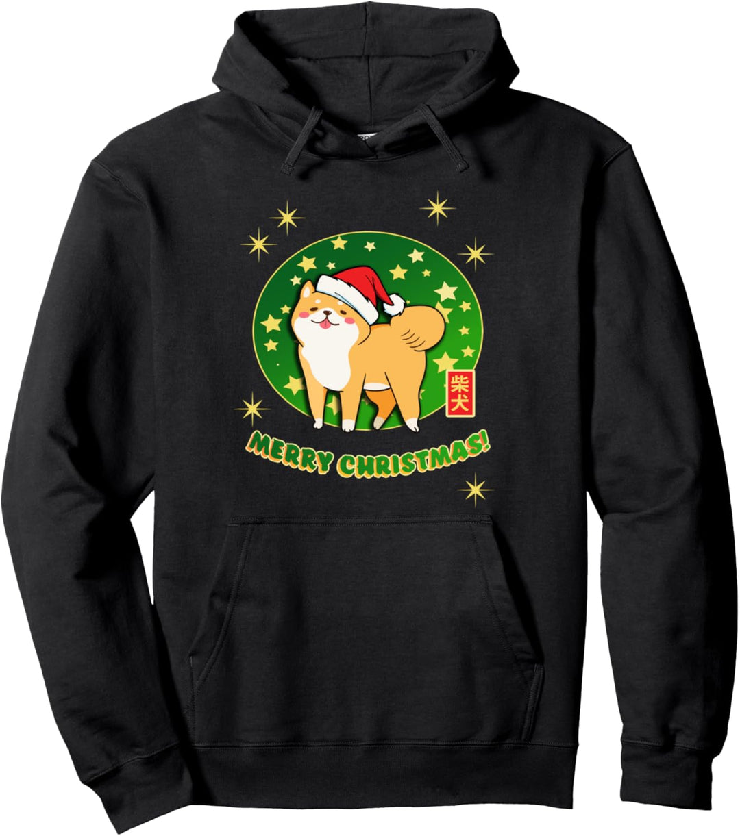Akita Shiba Inu Weihnachten Weihnachtsmütze Sterne Grün Rot Pullover Hoodie