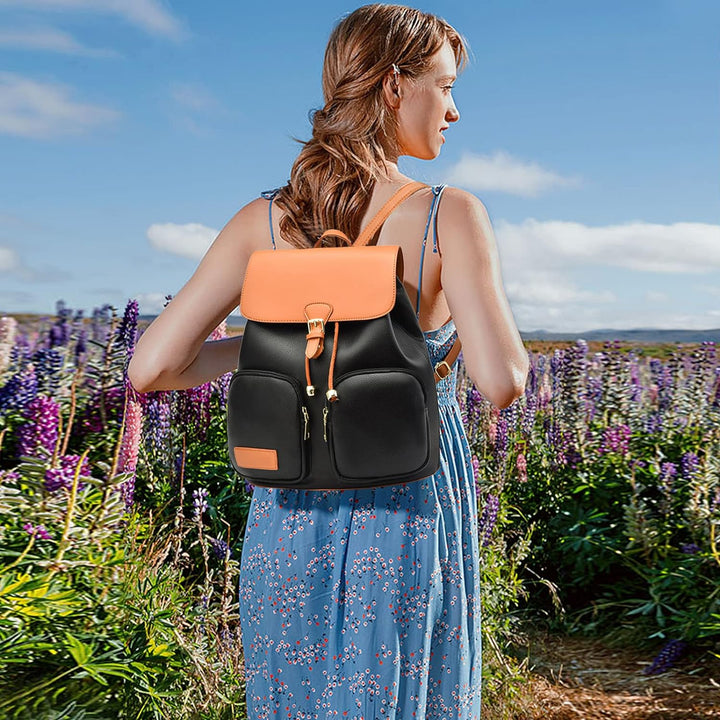 NICOLE & DORIS Frauen Rucksack Modern Rucksack Damen Elegant PU Leder Rucksackhandtaschen Anti Diebs