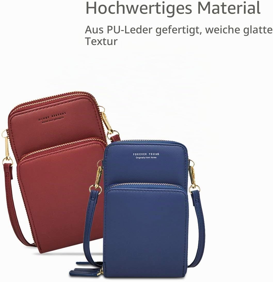 NICOLE&DORIS Damen Elegant Handytasche Kleine Umhängetasche Brieftasche Schultertasche PU Leder Mini