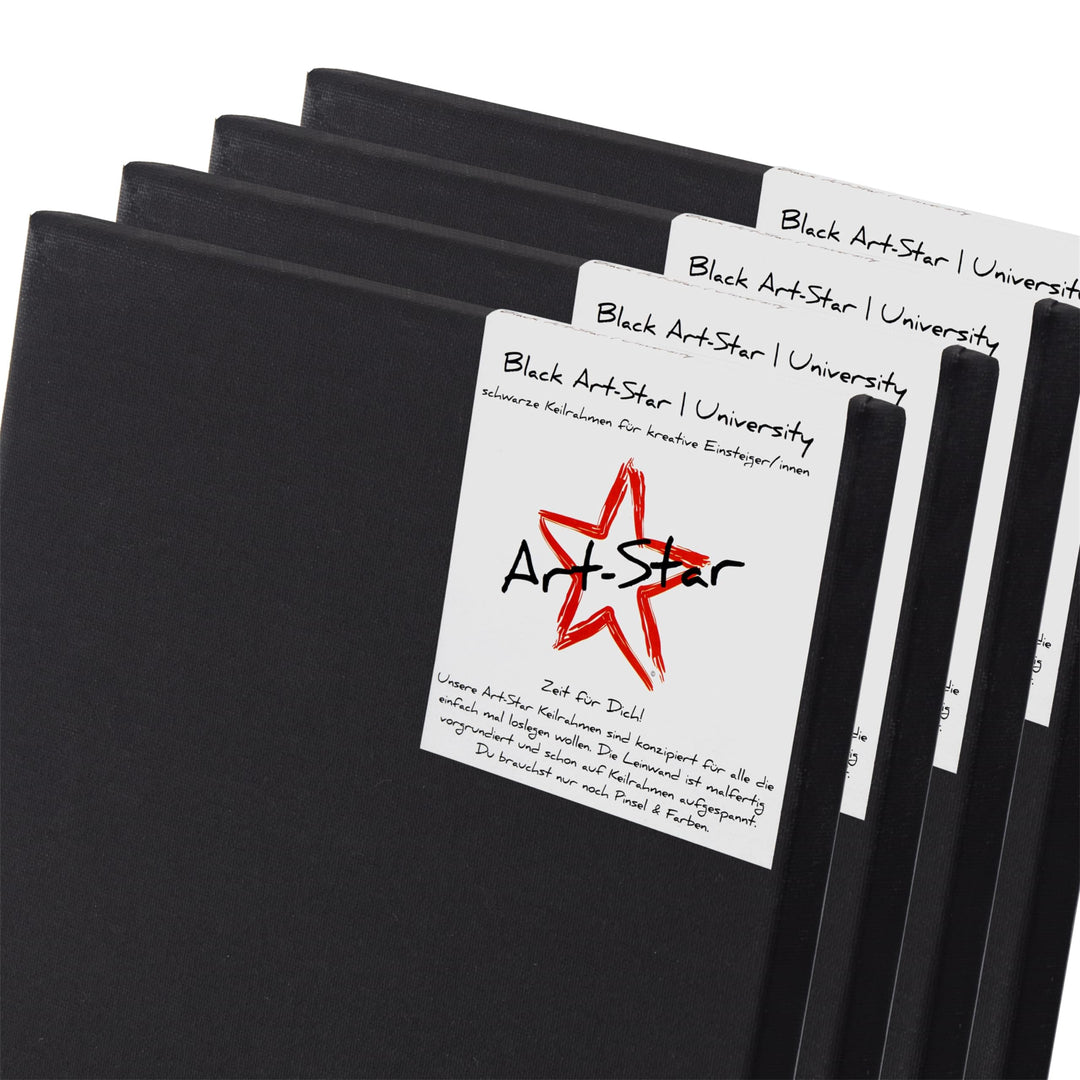 Art-Star 4X University Black KEILRAHMEN 40x40 cm | Schwarze Leinwände auf Keilrahmen 40x40 cm | Lein