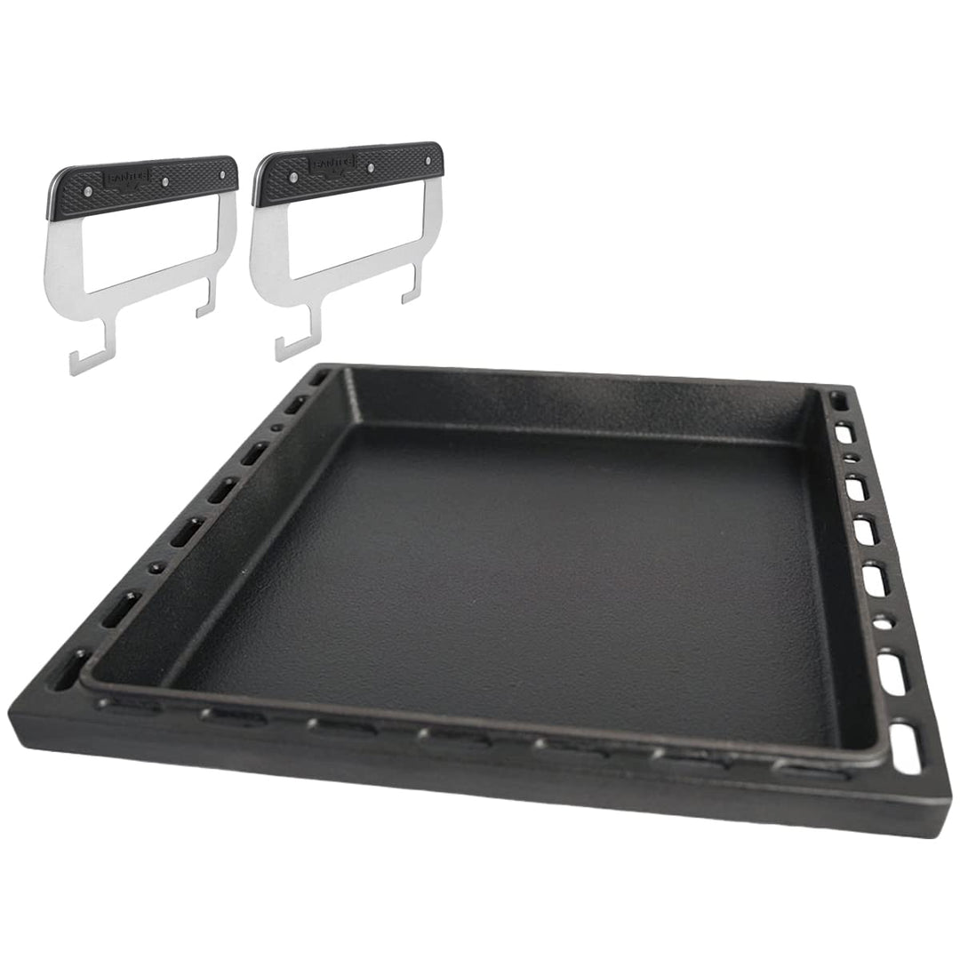 SANTOS einsetzbare Grillpfanne/Einsatzpfanne mit Griffen - Gusseisen Plancha - 37,7x42,8x4,6cm S-Ser