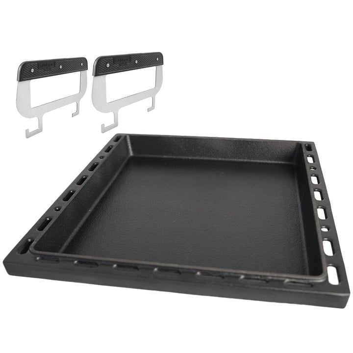 SANTOS einsetzbare Grillpfanne/Einsatzpfanne mit Griffen - Gusseisen Plancha - 37,7x42,8x4,6cm S-Ser