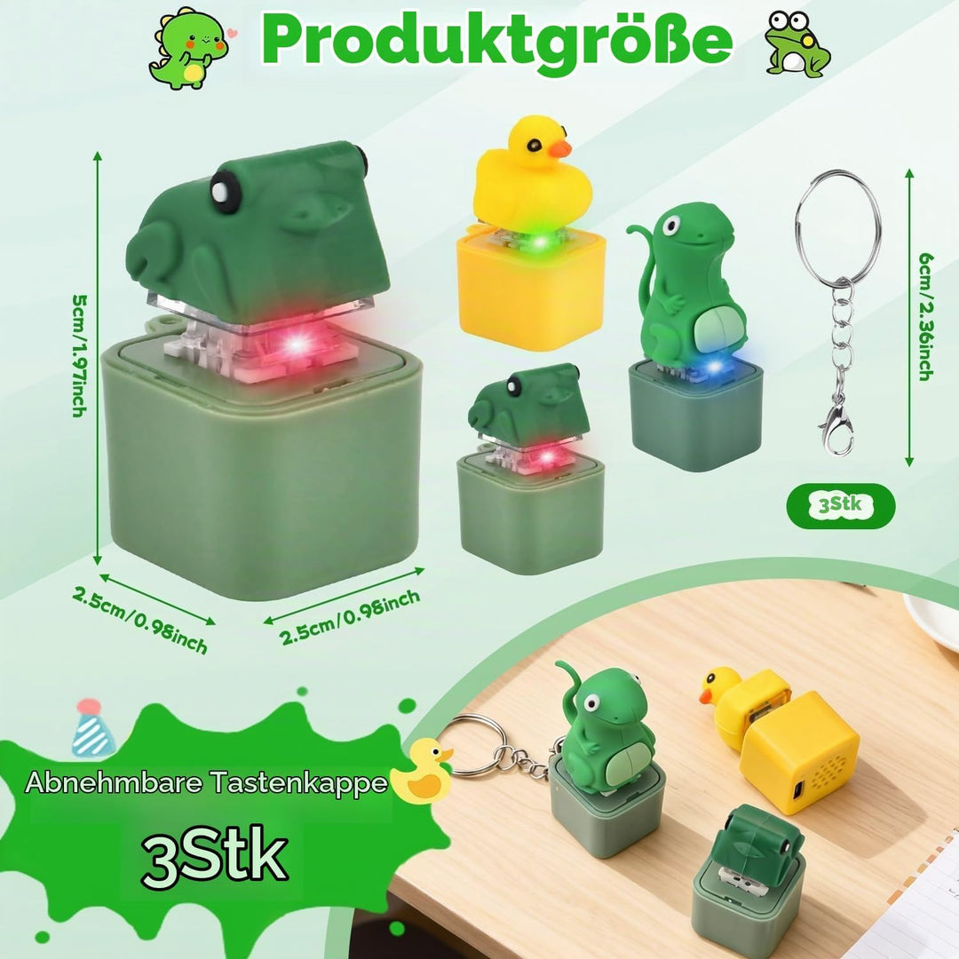 PGonline 3 Stück Spielzeug Frosch Ente Schlüsselanhänger, Tastatur Wiederaufladbarer Schlüsselanhäng