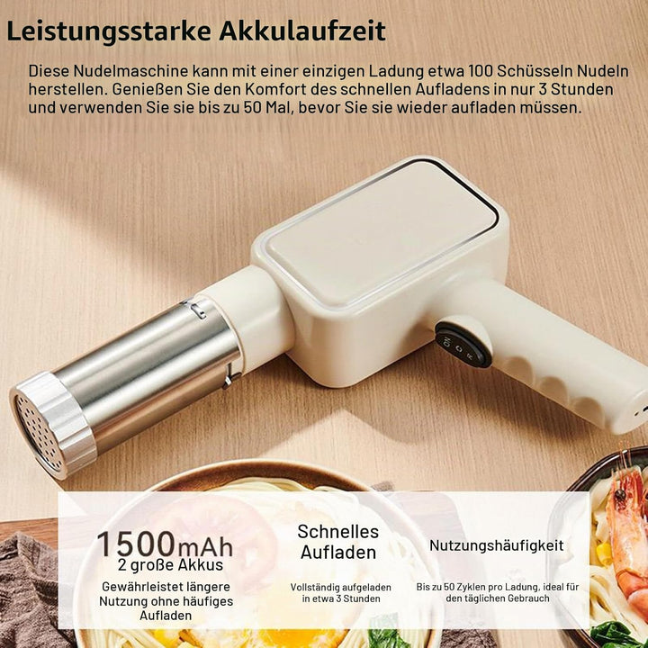 Kabelloser Hand-Nudelmacher, tragbare elektrische Nudelmaschine mit 9 Nudelformen, 2 Wurstherstellun