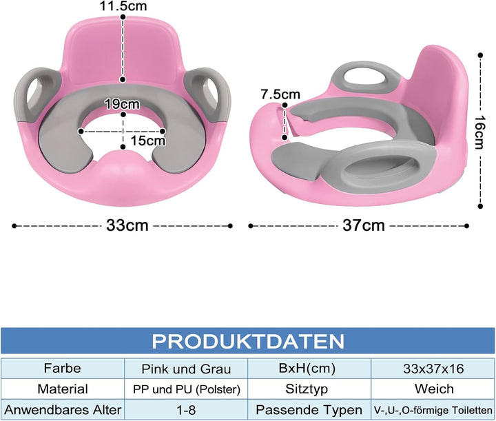Toilettensitz Kinder Toilettenaufsatz mit PU Gepolstert und Spritzschutz WC Sitz Klositz Toilettentr