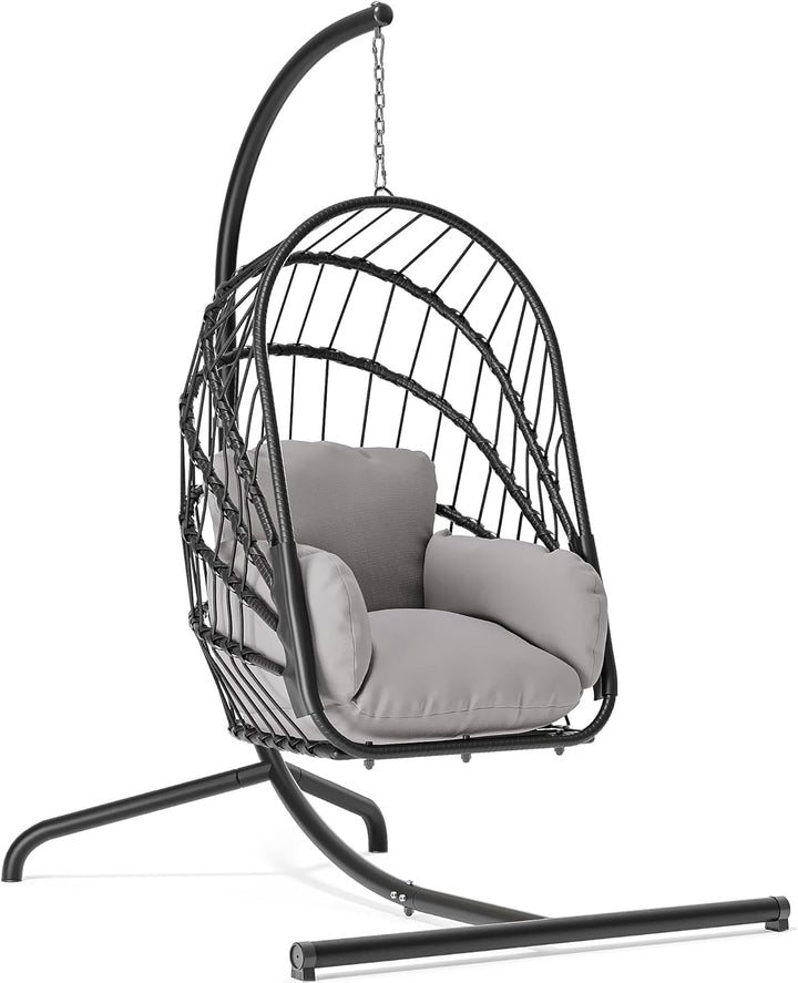 YITAHOME Hängesessel mit Kissen, Max. Belastung 150kg, Hängestuhl Outdoor mit Gestell Körbe 195x120x